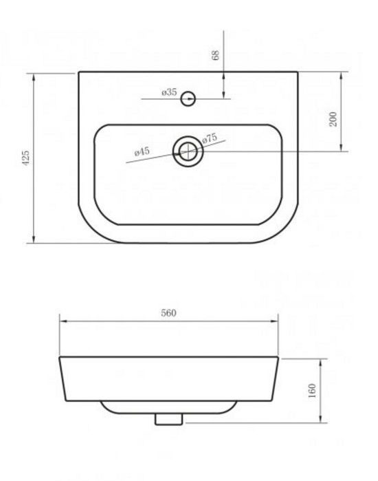 Чаша раковины Belbagno Albano 56x42.5, BB120L