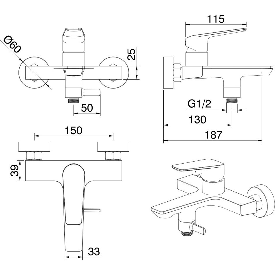 Смеситель для ванны Vivi Felice 0140