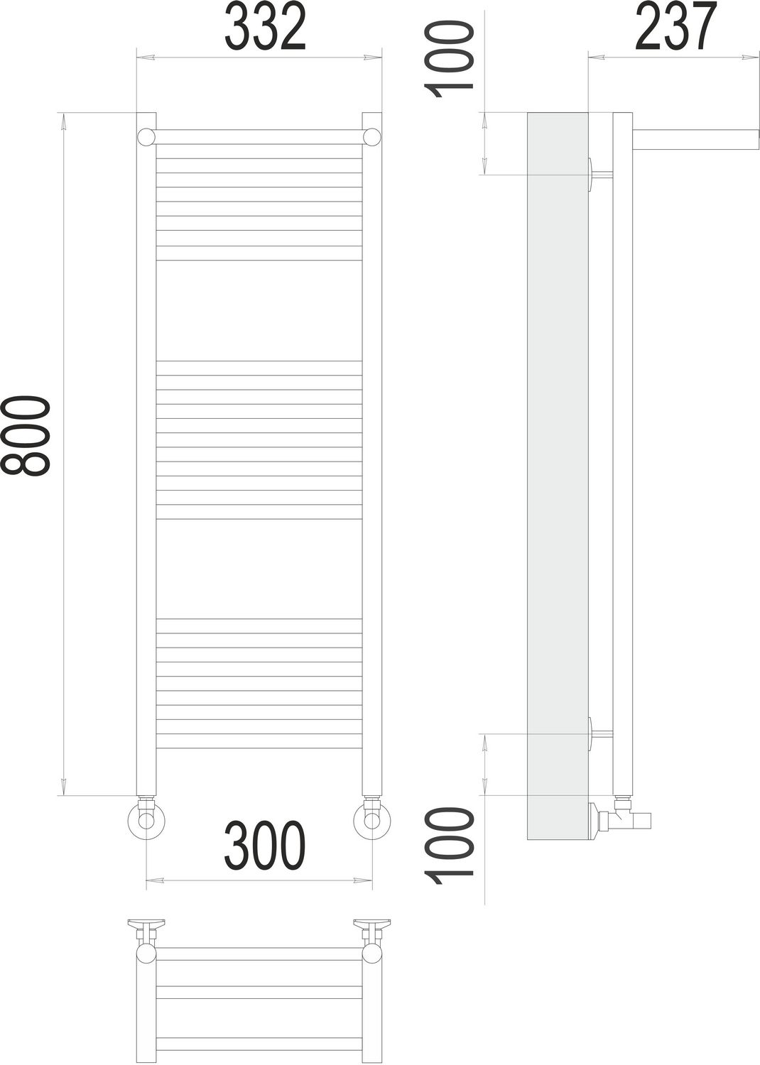Полотенцесушитель Terminus Аврора с полкой П16 30x80