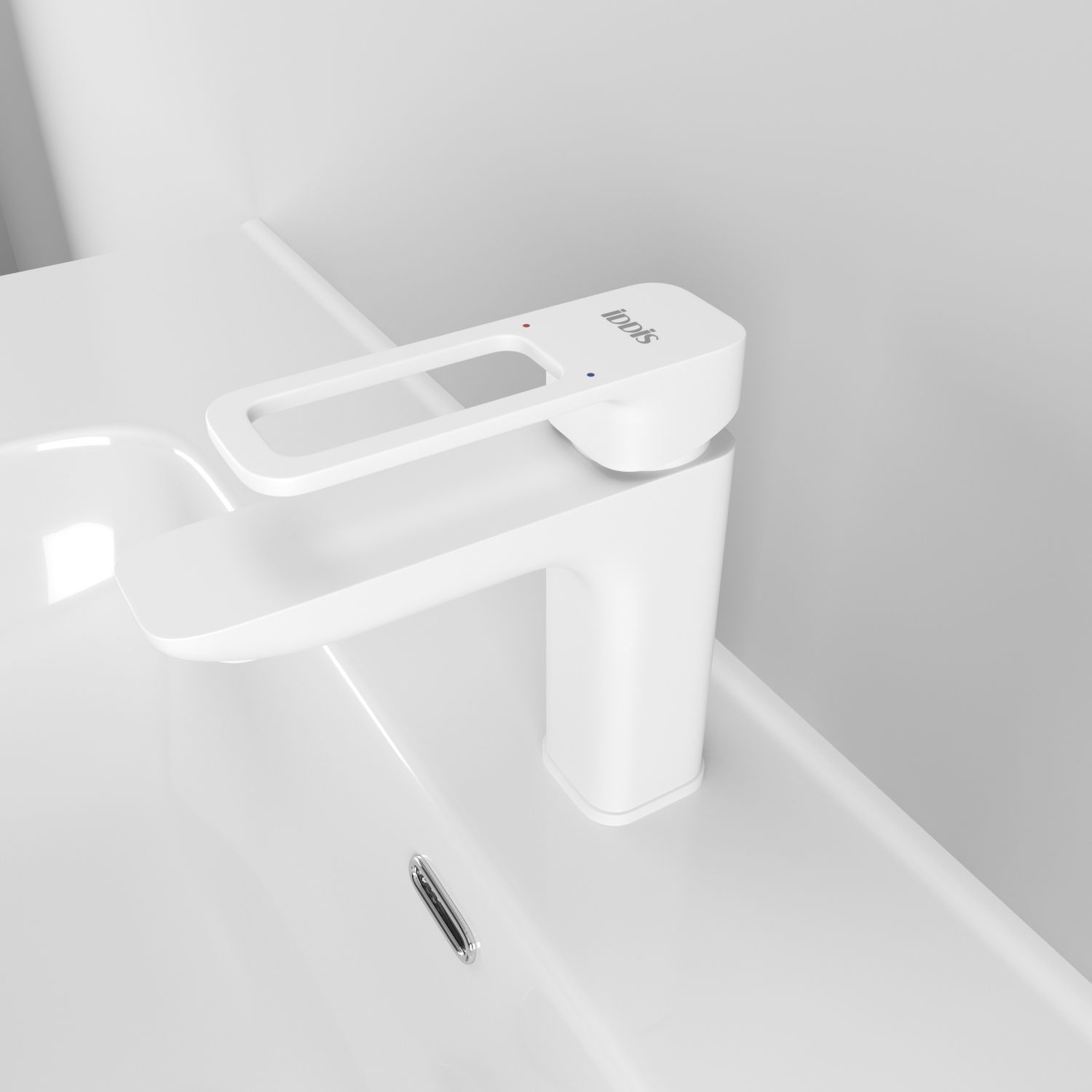 Смеситель для умывальника, белый матовый, Iddis Slide, SLIWT00i01