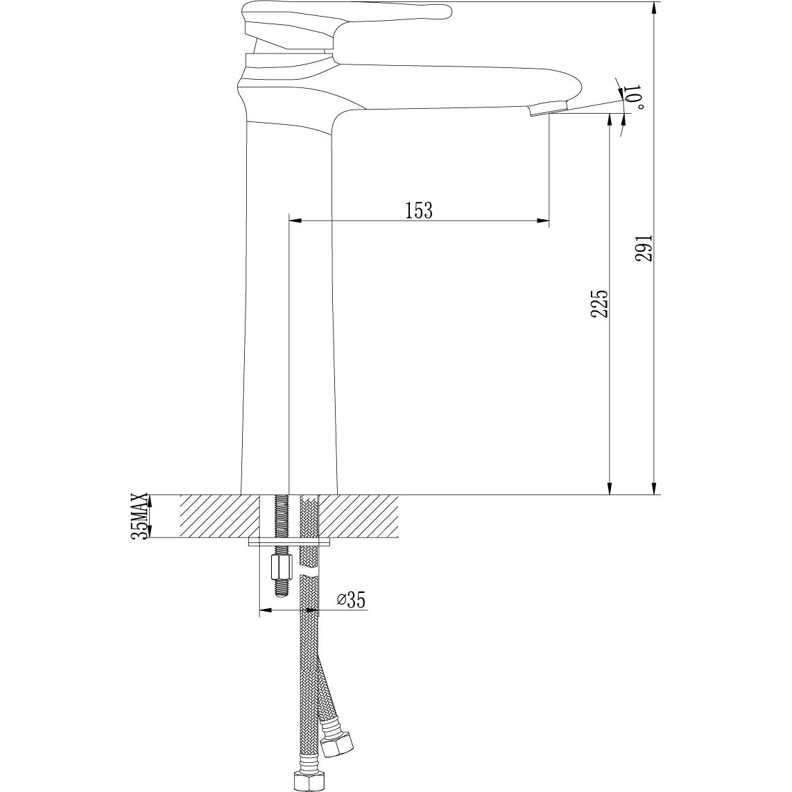 Смеситель для умывальника высокий монолитный Lemark Status, LM4409C