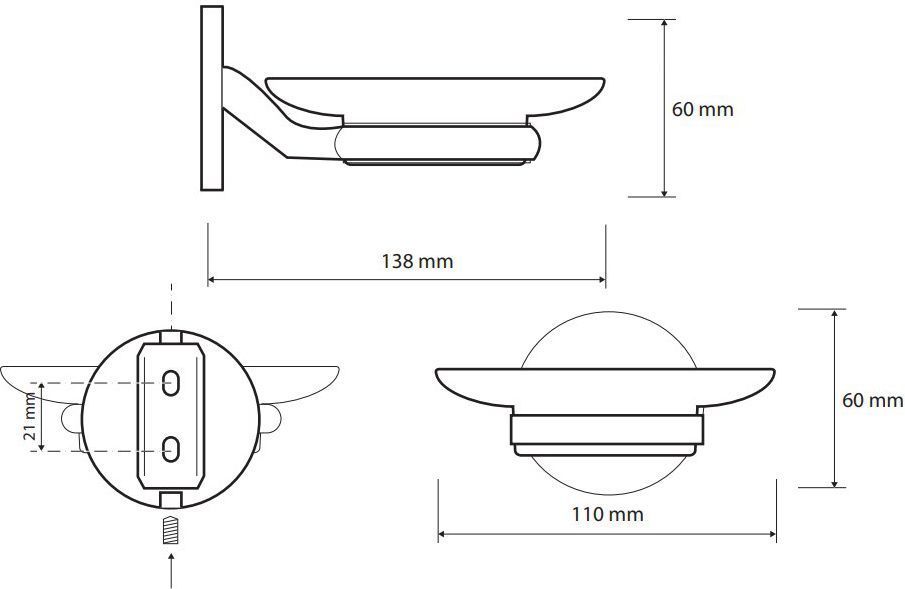 Мыльница стеклянная Bemeta Alfa, 102408023