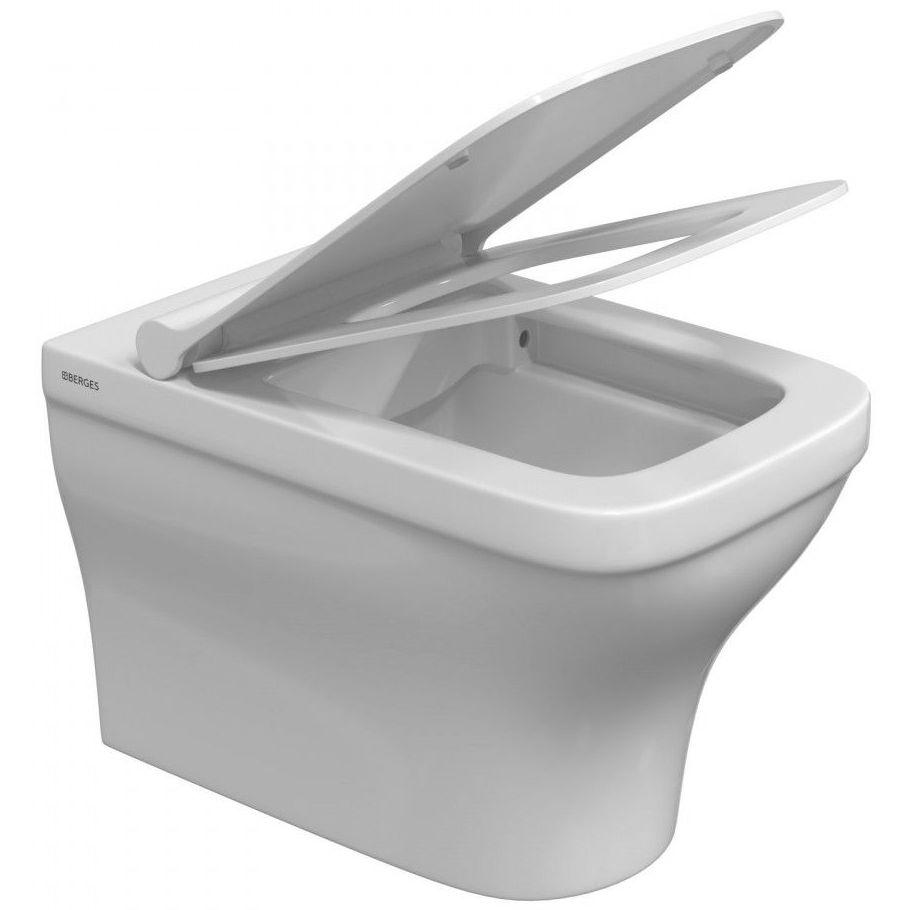 Унитаз подвесной Berges Strati Rimless с тонким сиденьем, 082132