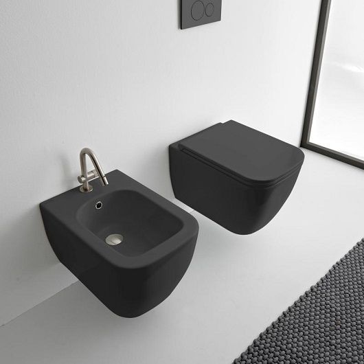 Унитаз подвесной безободковый черный матовый Scarabeo Teorema 2.0, 5126CL49