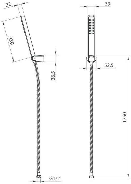 Душевой гарнитур с 1 функциональной лейкой Deante Hiacynt, NQH_041K