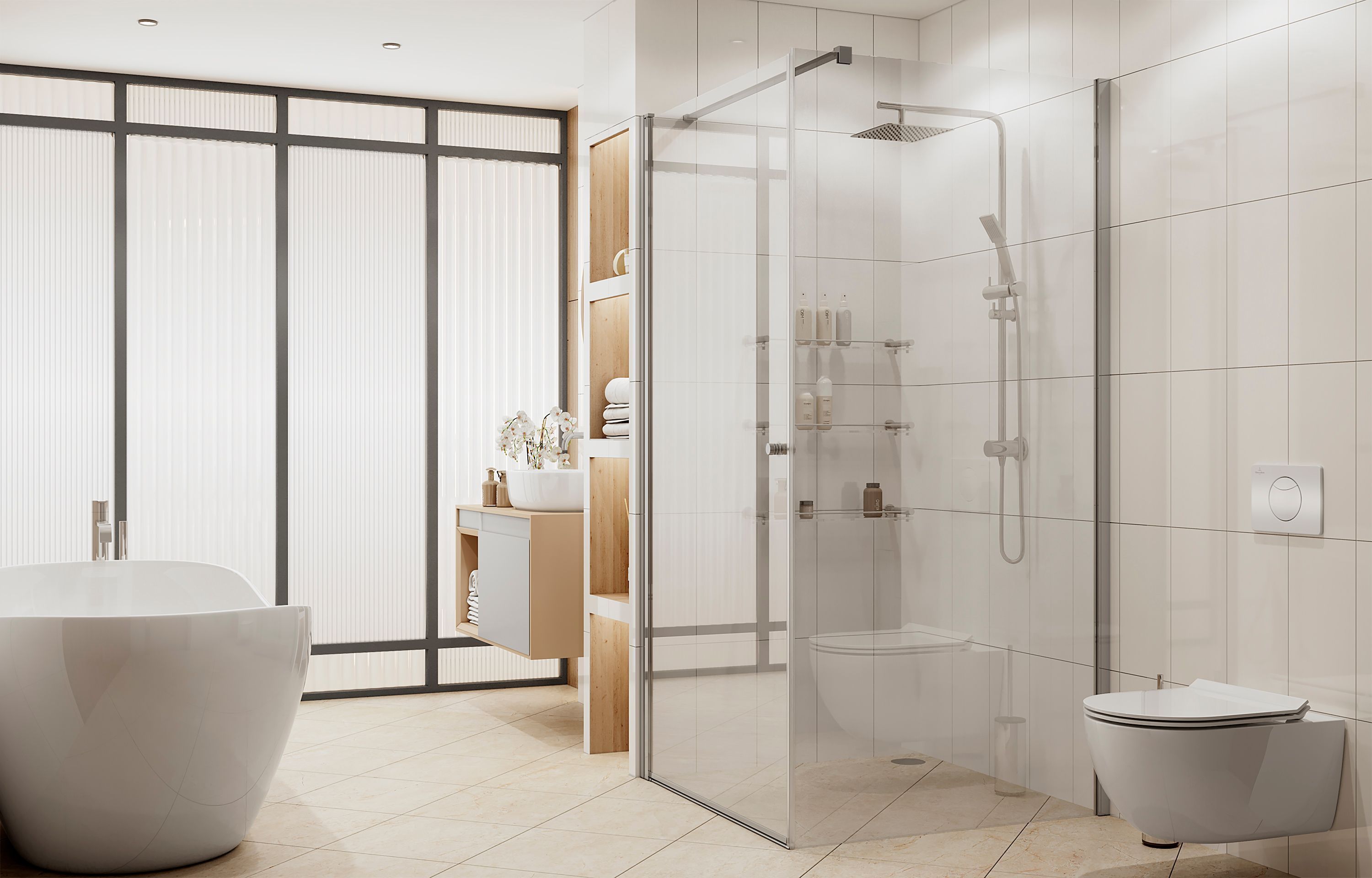 Квадратное душевое ограждение с распашной дверью Ambassador Nord