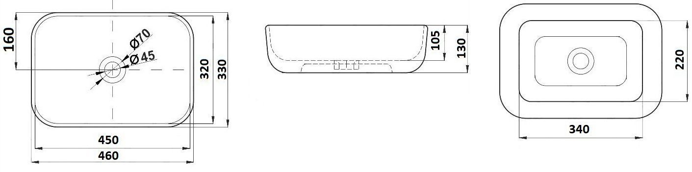 Раковина для ванной Ceramalux 45.5x32, D1333H020