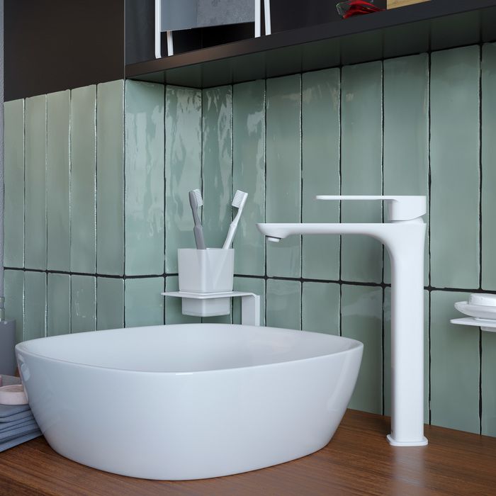 Смеситель для настольного умывальника, белый матовый, Iddis Slide, SLIWT01i01