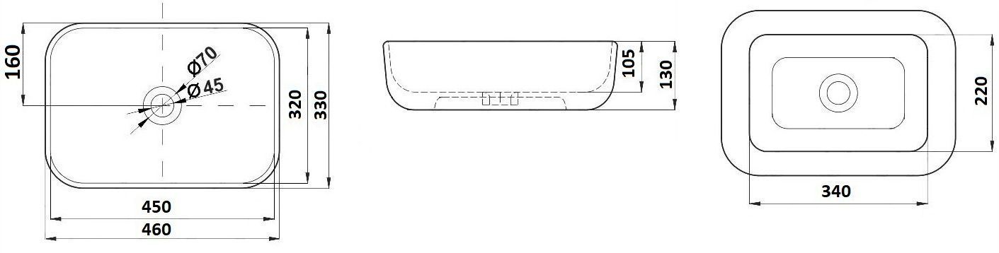 Раковина для ванной Ceramalux 45.5x32, D1333H022