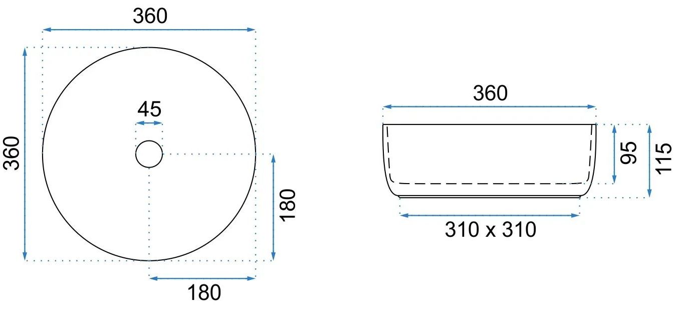 Умывальник Rea Sami White Brush Gold 36x36, REA-U6630
