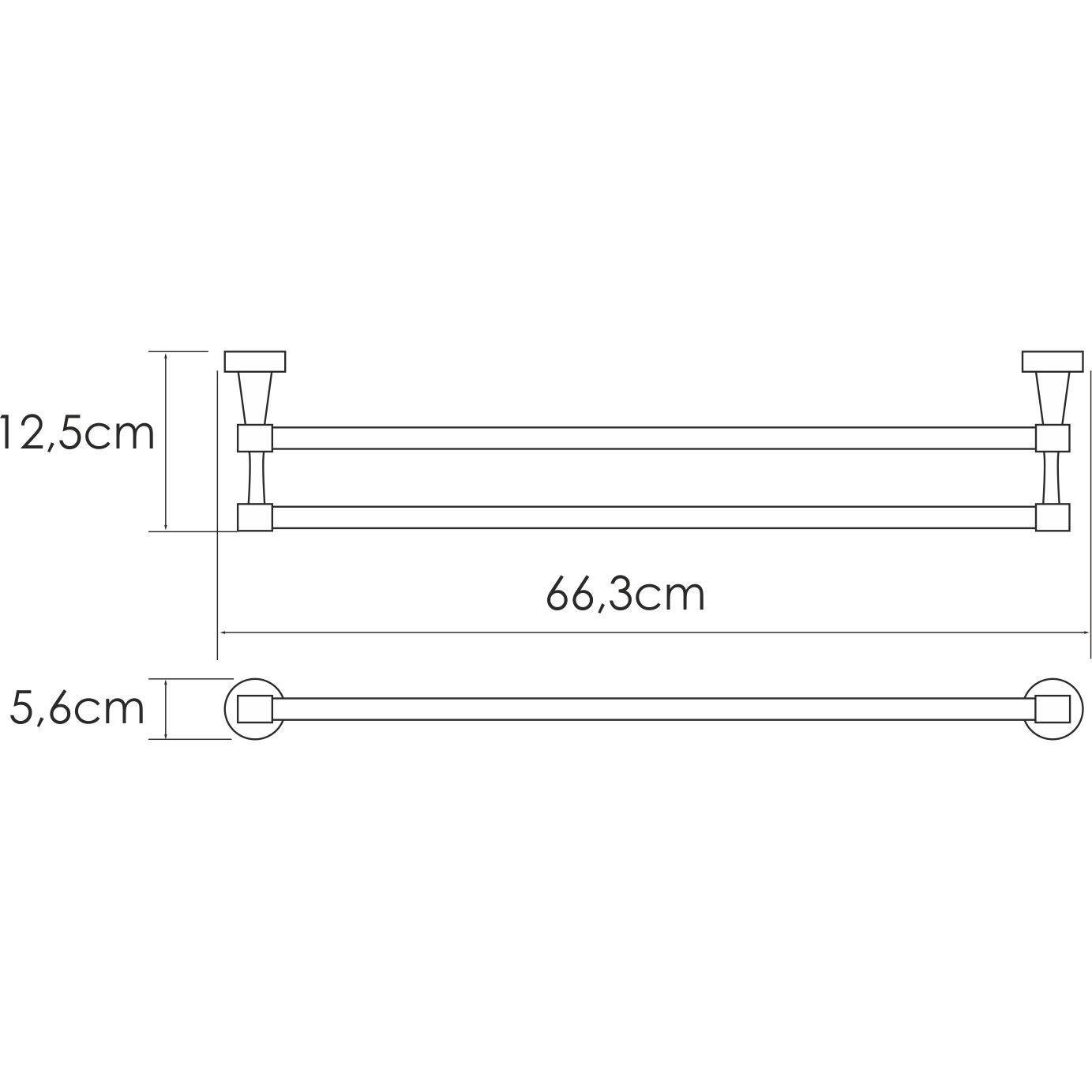 Держатель полотенец двойной штанга WasserKRAFT Isen, K-4040