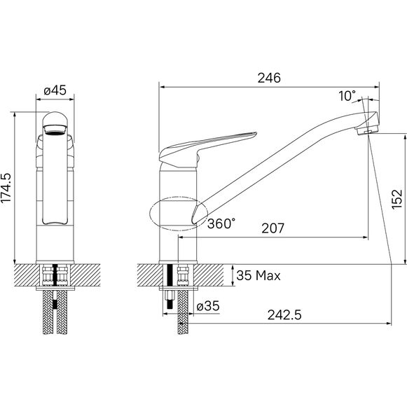Смеситель для кухни, сатин, Iddis Male, MALBN00i05