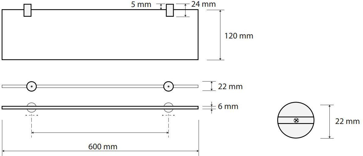 Стеклянная полка 600 мм Bemeta Alfa, 102402242