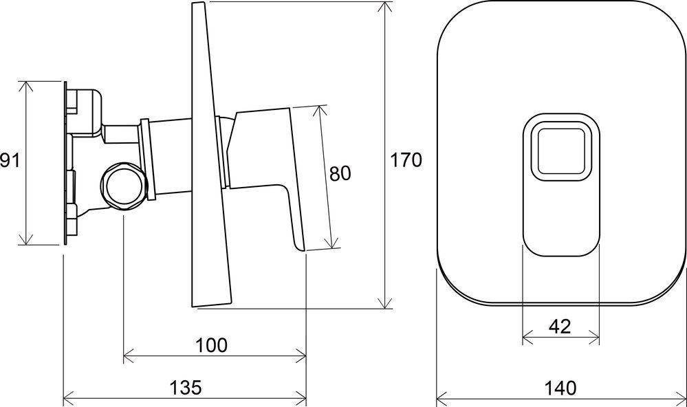 Смеситель скрытого монтажа Ravak 10° TD 066.00 для R-Box, X070071