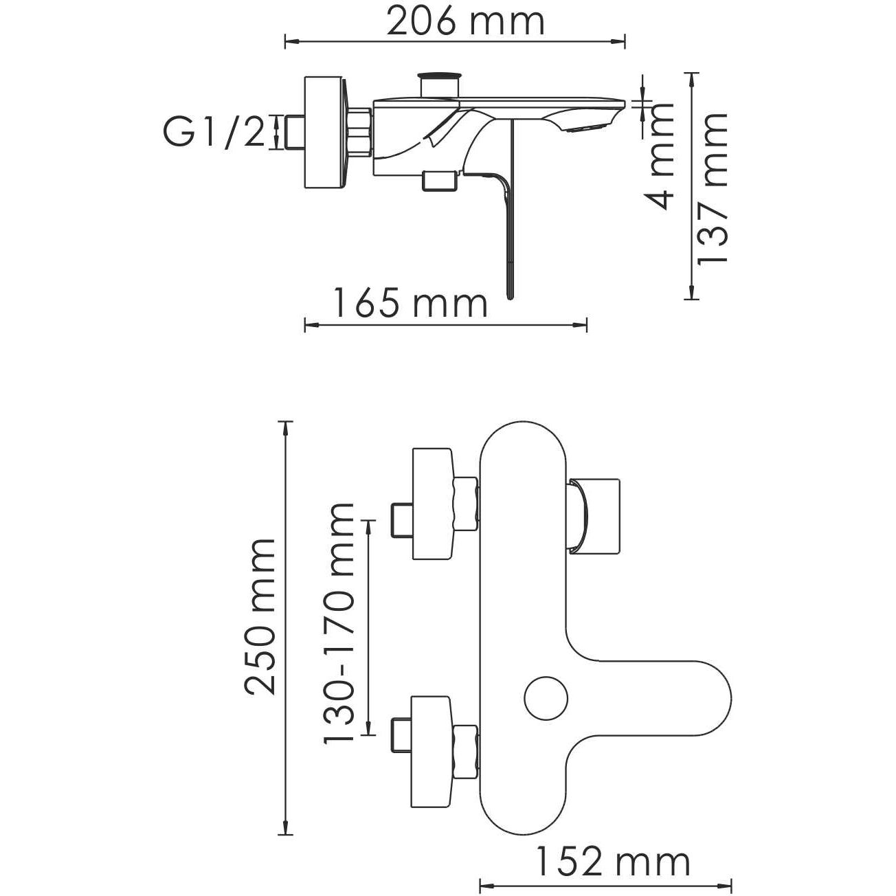 Смеситель для ванны с коротким изливом WasserKRAFT Dinkel, 5801
