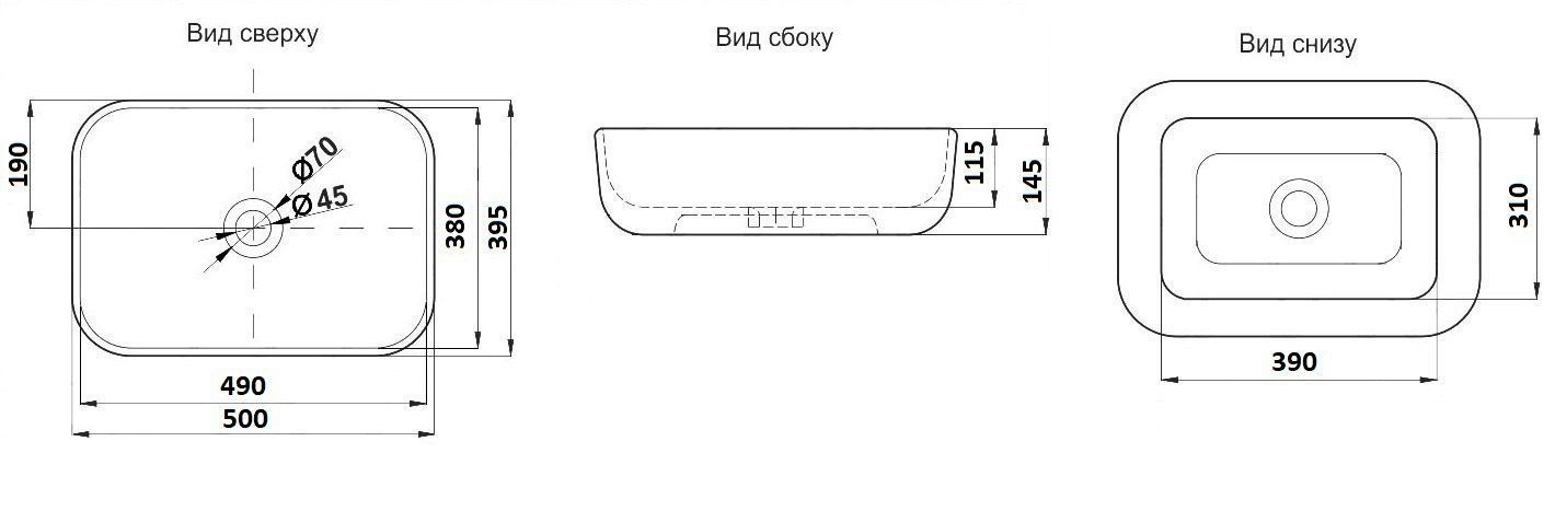 Раковина для ванной Ceramalux 50x40, K397G125