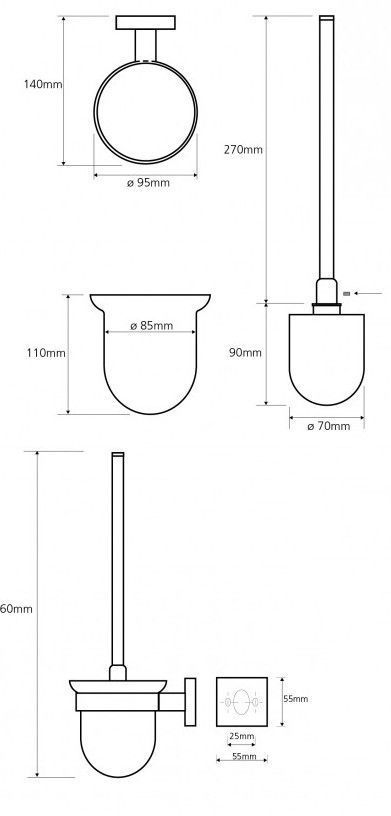 Туалетная щетка с держателем подвесная Bemeta Beta, 132113012