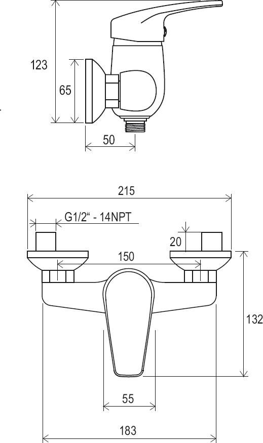 Смеситель для душа без лейки Ravak Neo NO 032.00/150, X070018