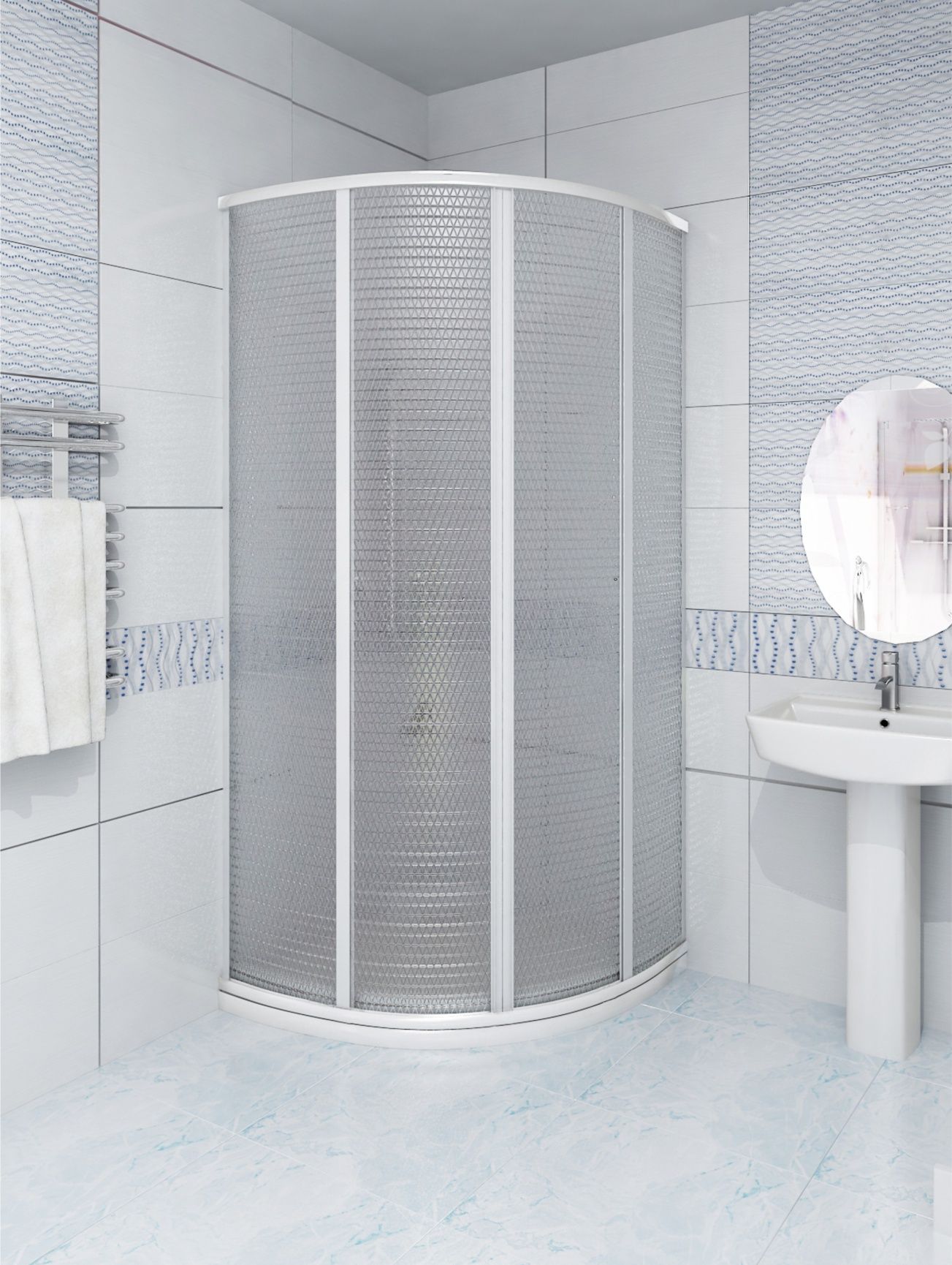 Полукруглый душевой уголок Метакам