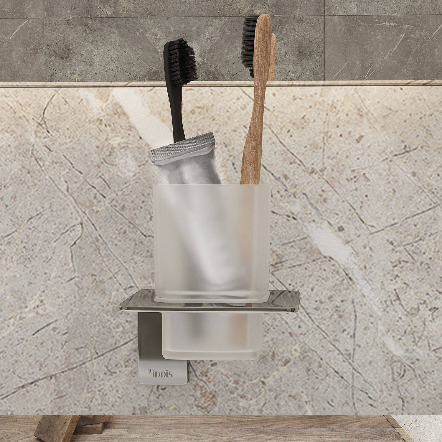 Подстаканник одинарный, матовое стекло, сплав металлов хром, Iddis Slide, SLISCG1i45