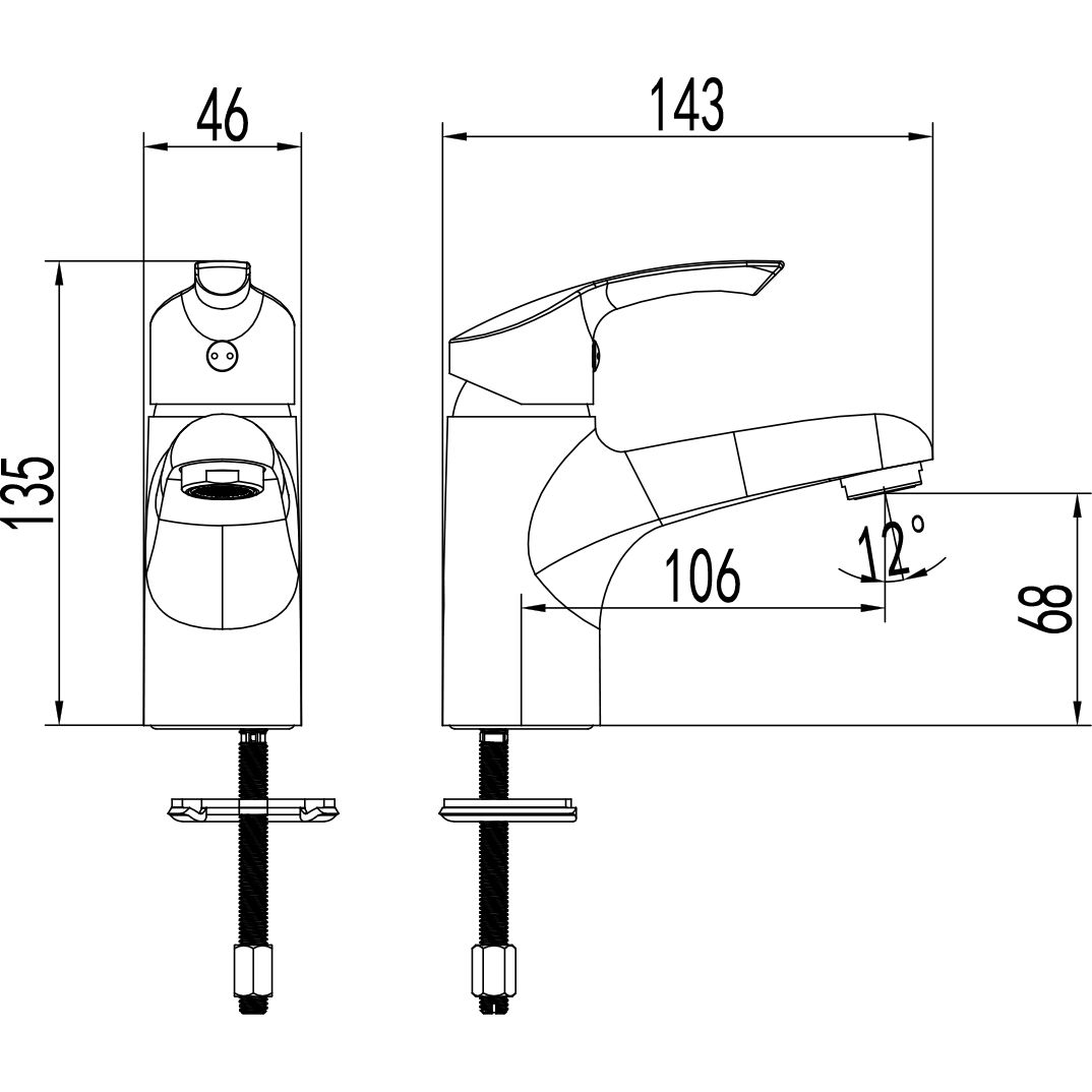 Смеситель для умывальника монолитный Lemark Plus Strike, LM1130C