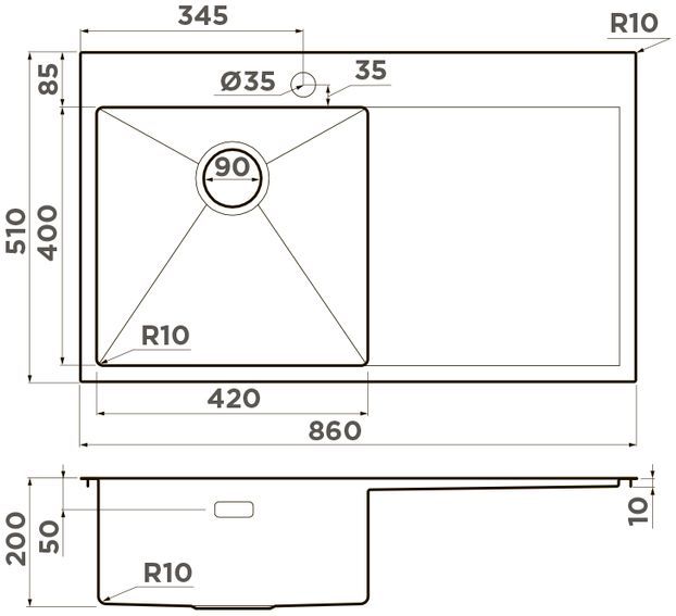 Мойка Omoikiri Akisame 86-IN-L, 4993760