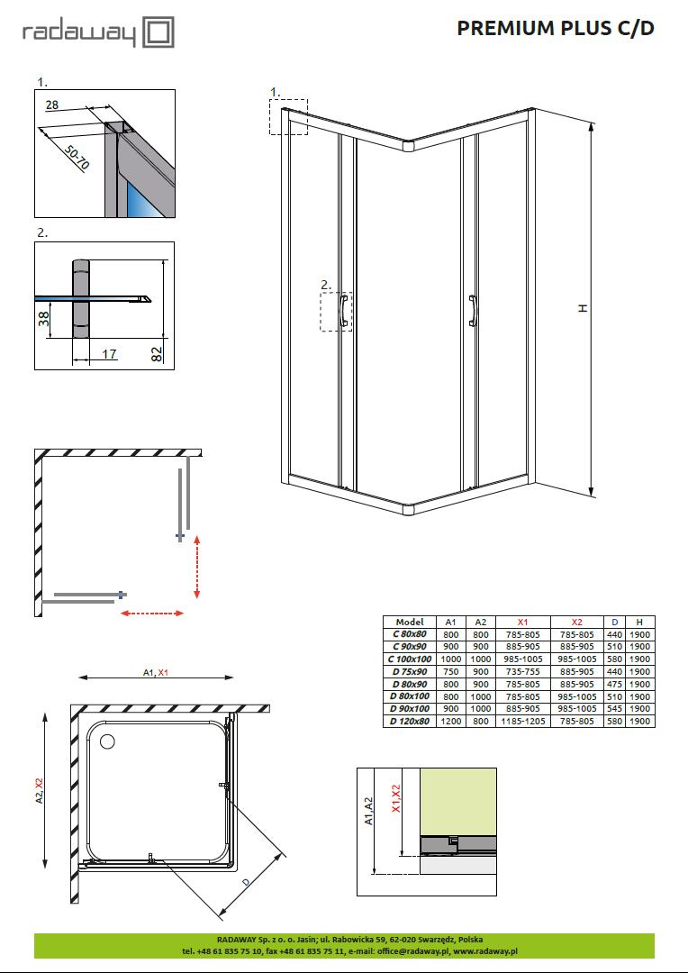 Душевая кабина Radaway Premium Plus C/D