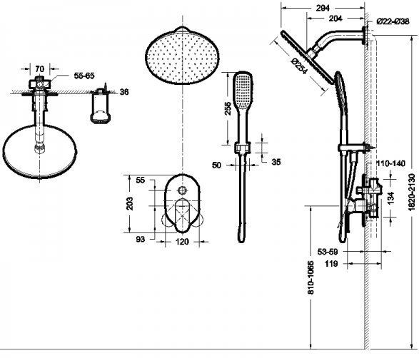 Душевая система скрытого монтажа Bravat Gina F865104C-A