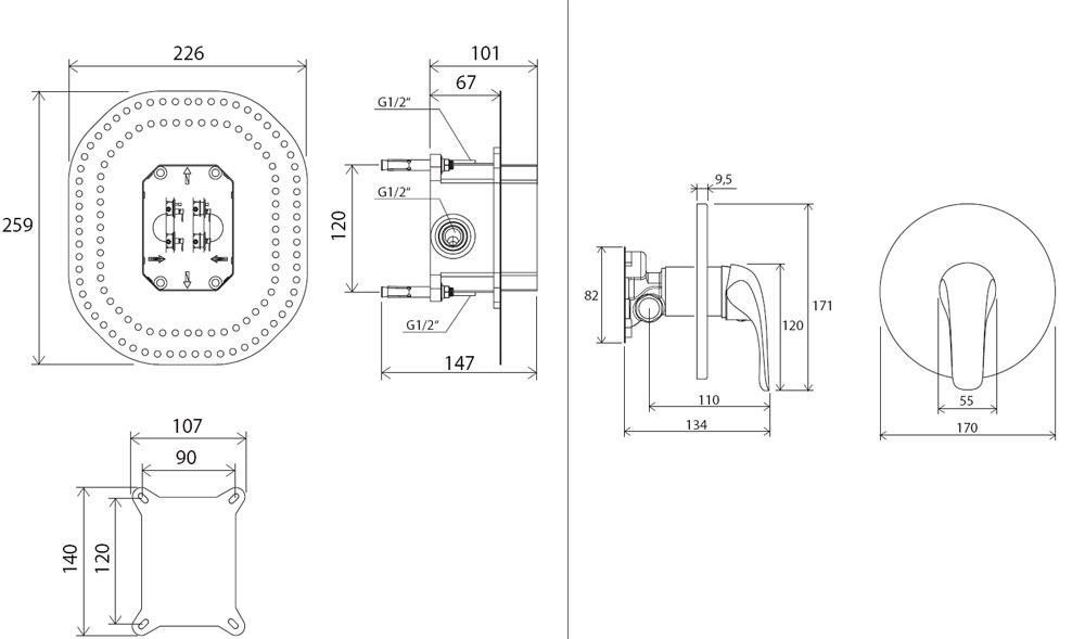 Смеситель скрытого монтажа Ravak Rosa RS 066.00, X070049