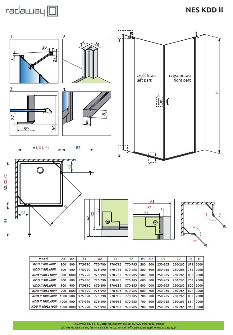 Душевая кабина Radaway Nes Black KDD II