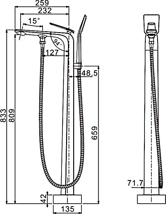 Смеситель для ванны Rose, R1322H