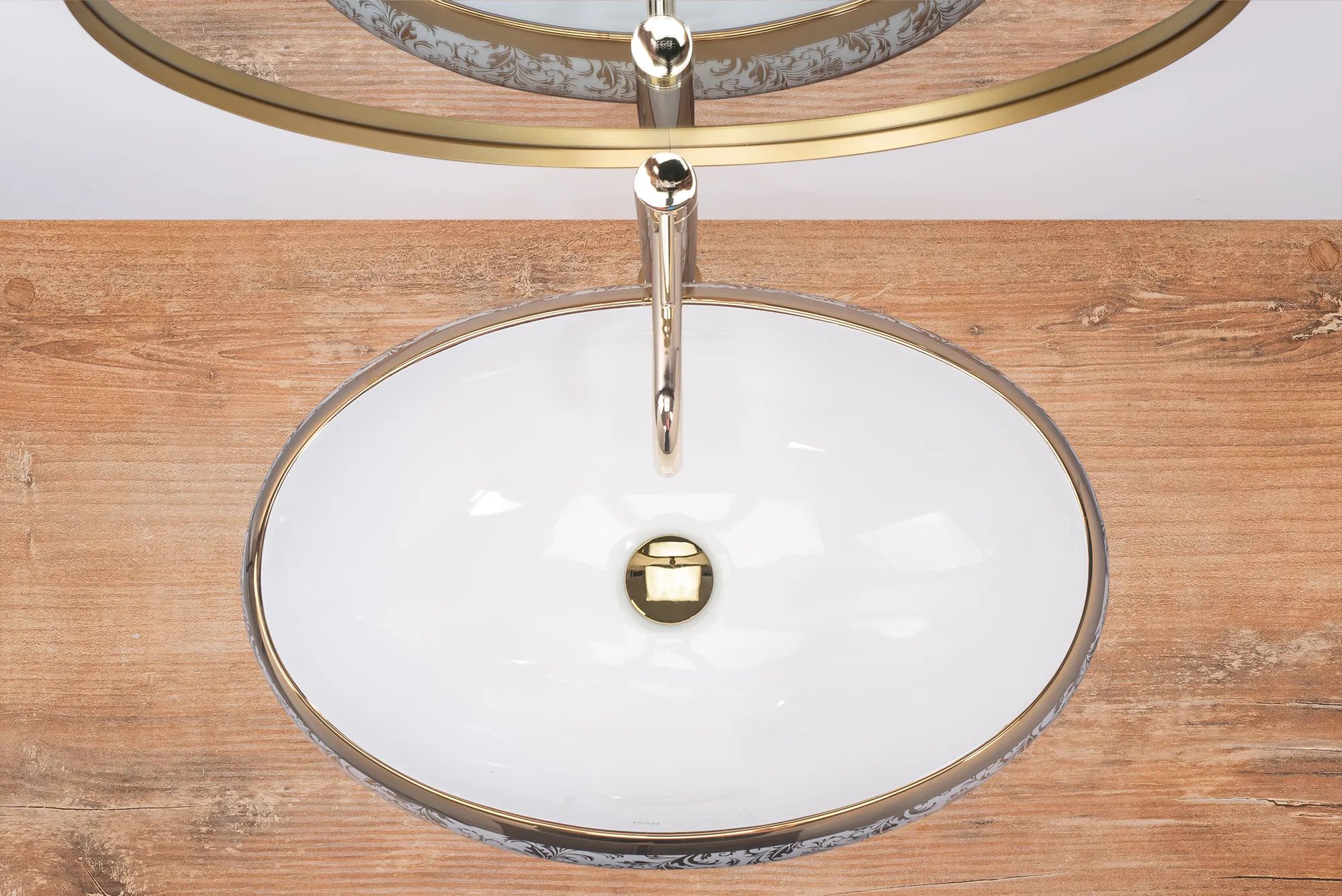 Умывальник Rea Meryl White/Gold 60x40.5, REA-U5054