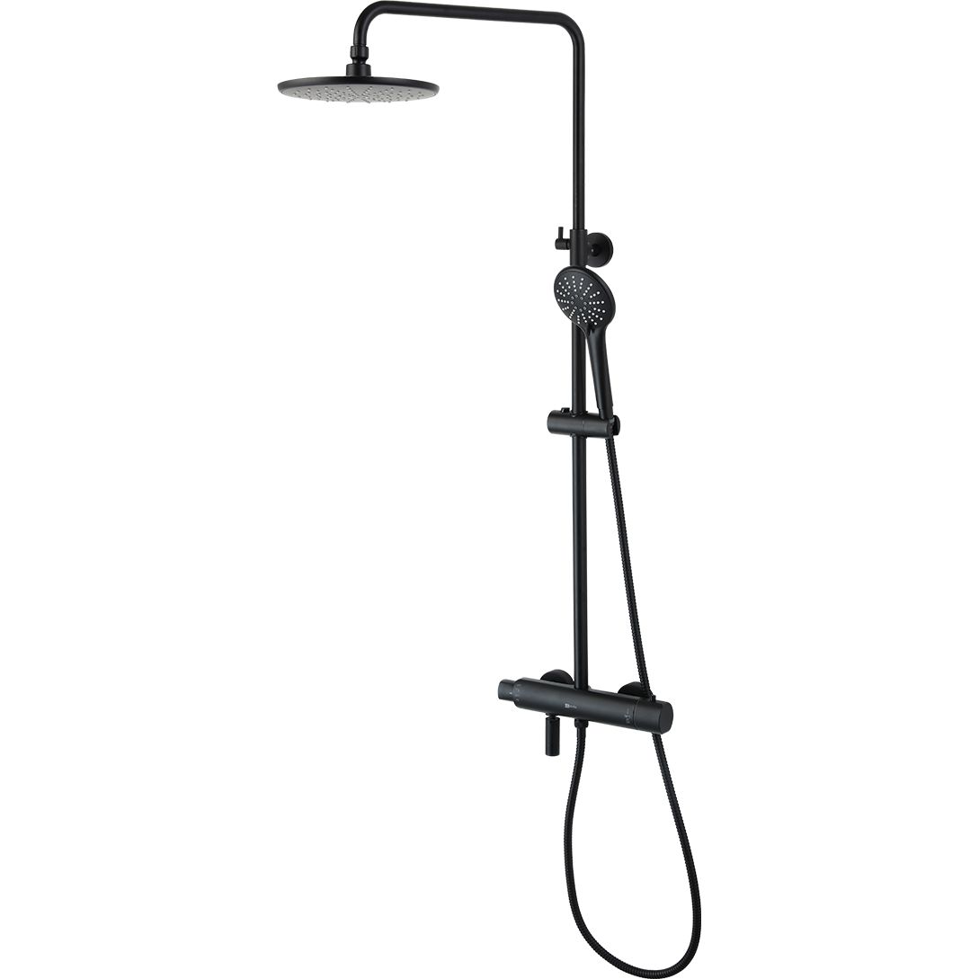 Смеситель для ванны термостатический с верхней душевой лейкой 3 функции Lemark Bronx, LM3772BL