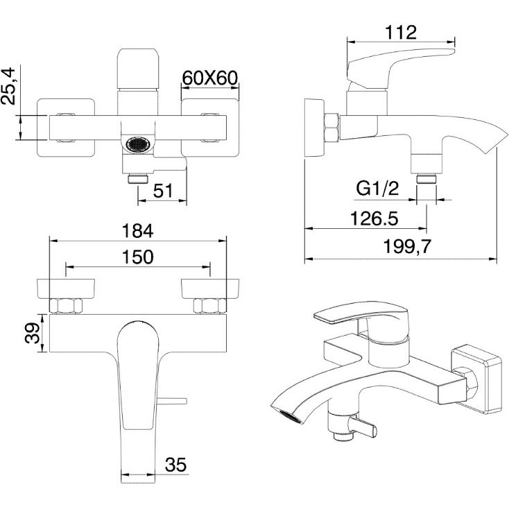 Смеситель для ванны Vivi Felice 0340