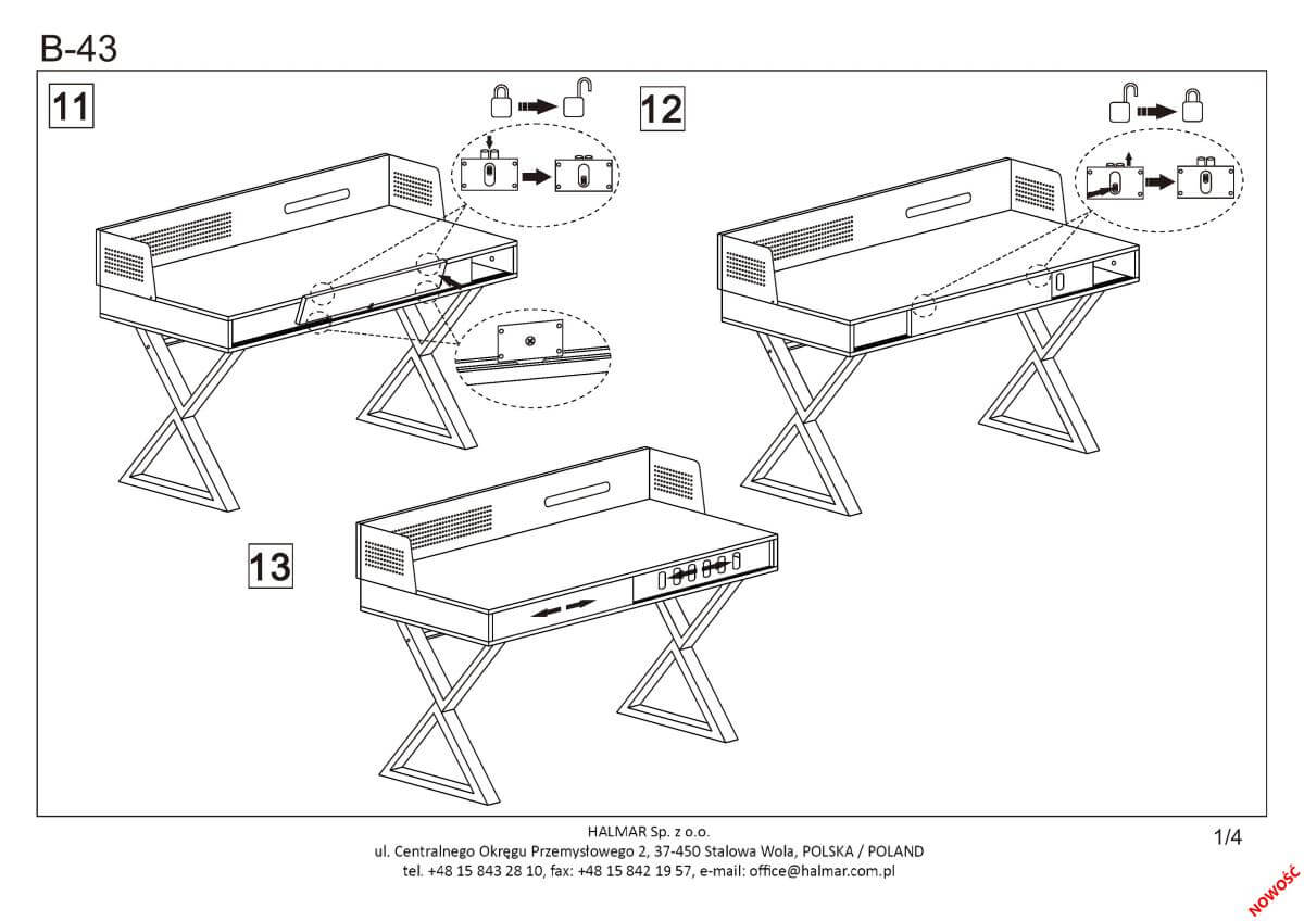 Стол компьютерный Halmar B43 дуб золотой, V-CH-B/43