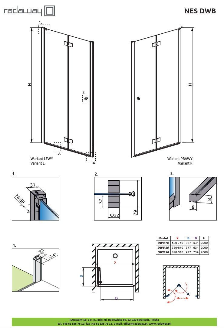 Двери в нишу Radaway Nes DWB