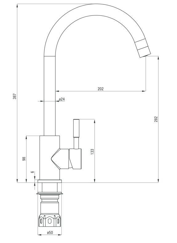 Смеситель для мойки стальной Deante Lima, BBM_F62M