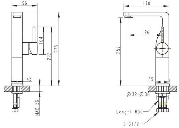 Смеситель для умывальника высокий Bravat Arc F16061C-A2