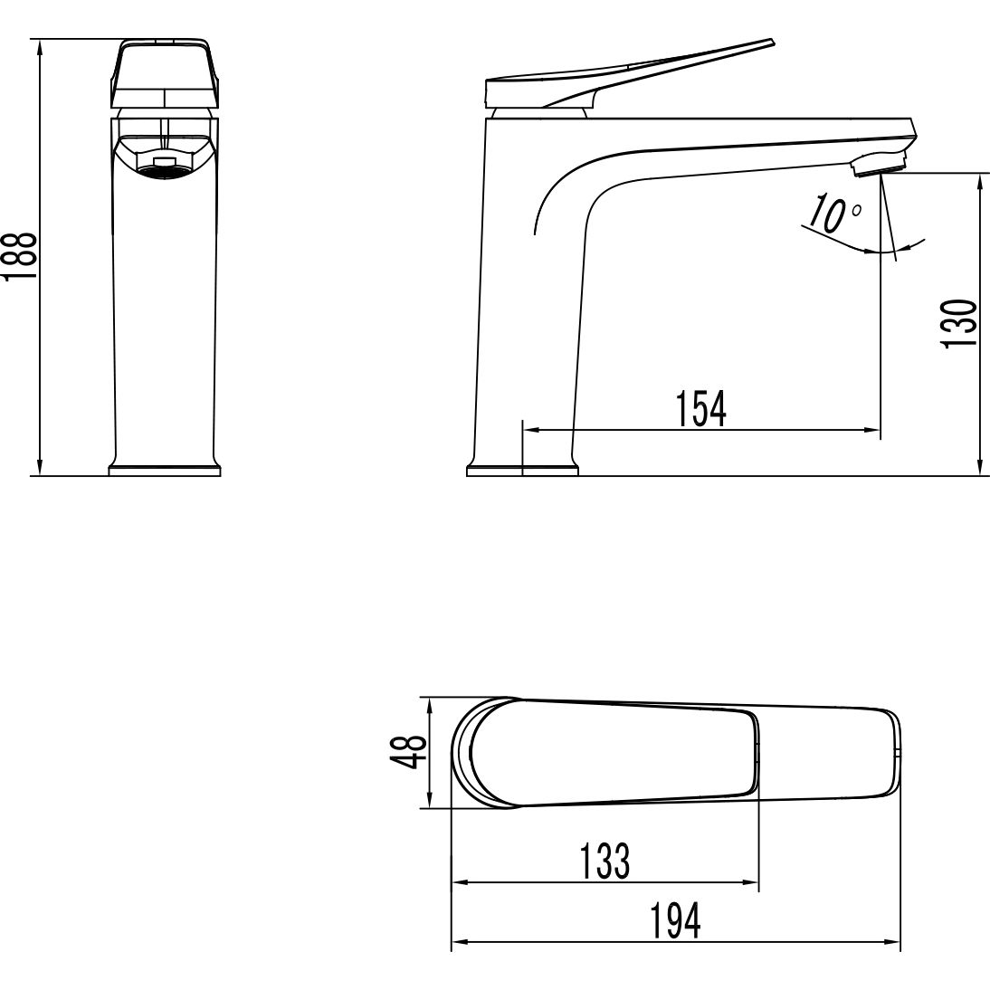 Смеситель для умывальника средний монолитный Lemark Bronx, LM3737BL