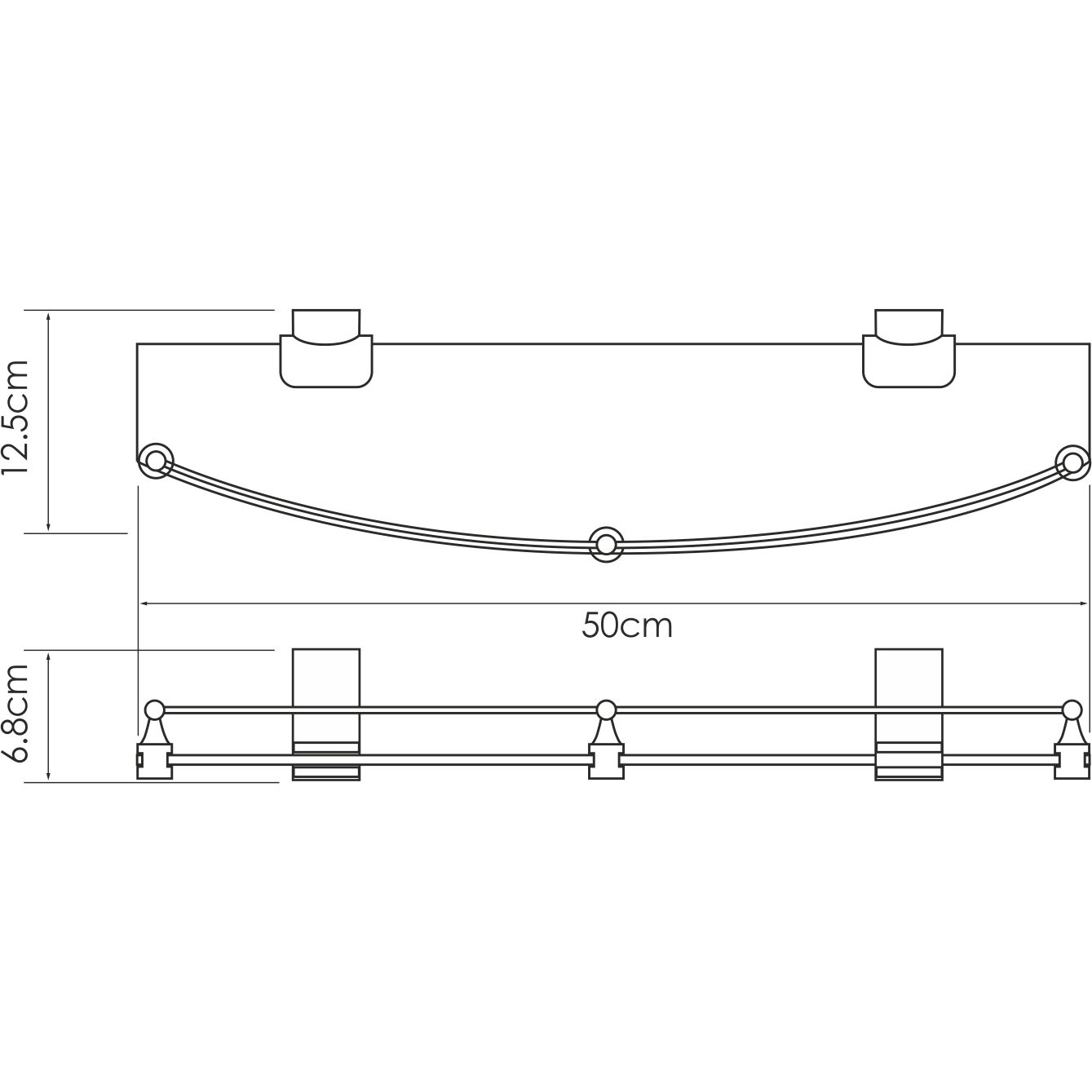 Полка стеклянная с бортиком WasserKRAFT Leine, K-5044WHITE