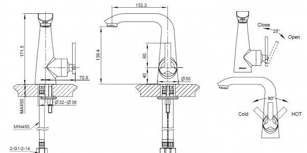 Смеситель для умывальника Bravat Waterfall F173107C-1