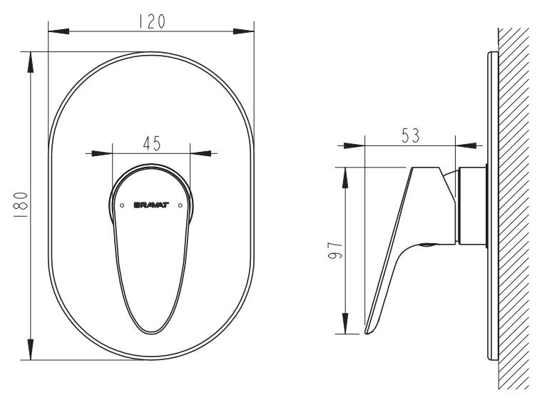 Накладка для смесителя скрытого монтажа Bravat Drop (2 функции) P69190C-2
