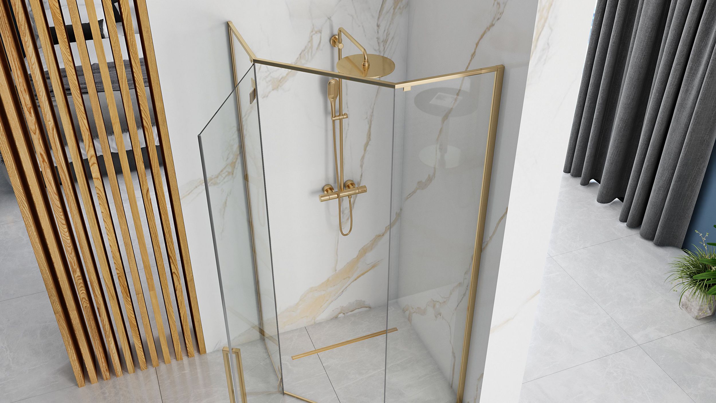 Душевой уголок Rea Diamond Gold L/R
