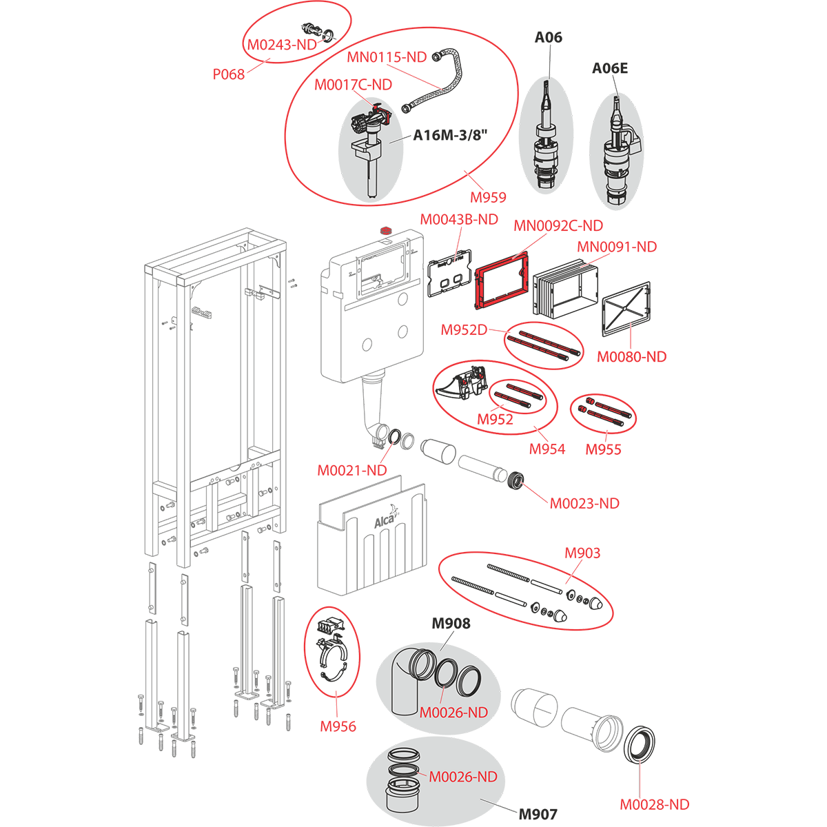 Скрытая система инсталляции Alcaplast Sadromodul, AM116/1120