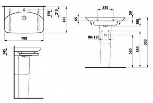 Умывальник Laufen Palace 70x48, 8.1070.4.000.1.041