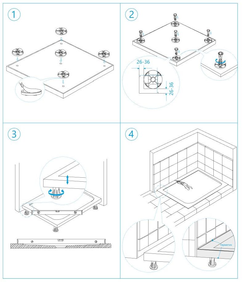 Ножки для поддона RGW N-01 (08), 03230108-31