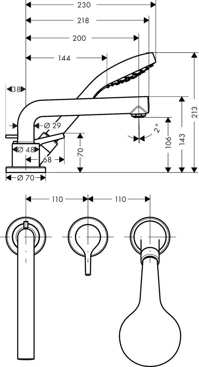 Смеситель на край ванны Hansgrohe Talis S, 72416000