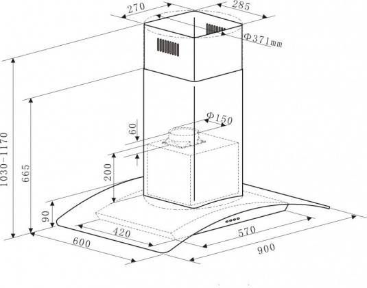 Кухонная вытяжка Maunfeld Ancona PlusA Isla 90 нержавеющая сталь/прозрачное стекло