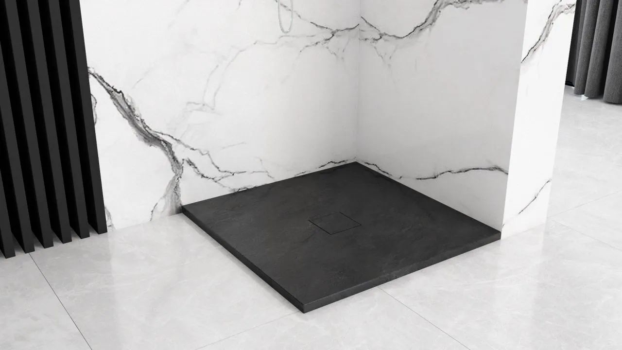 Поддон Rea Black Stone 90x90, REA-K9601