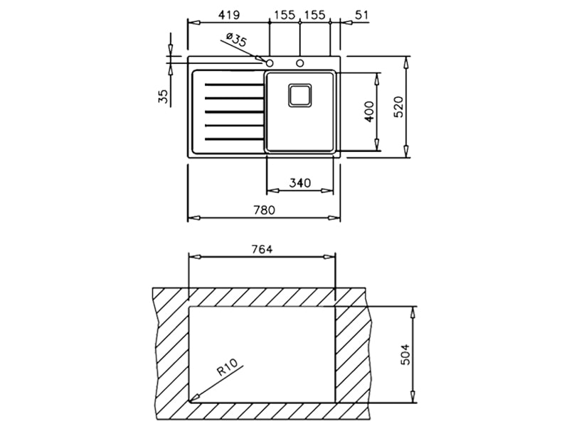 Кухонная мойка Teka Zenit RS15 1B 1D R 78 (с клапаном-автоматом), 115100007